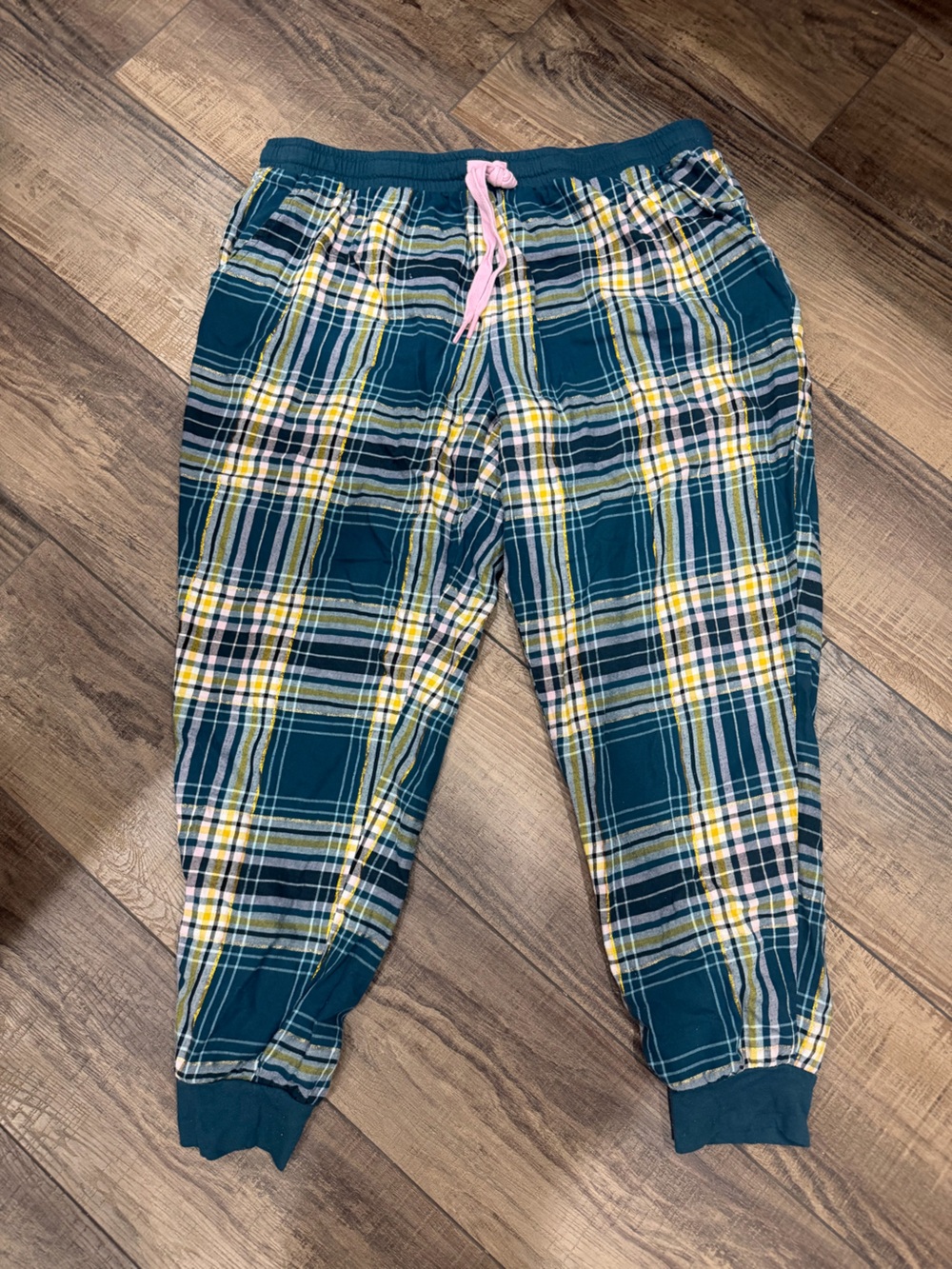 turquoise plaid pajama pants